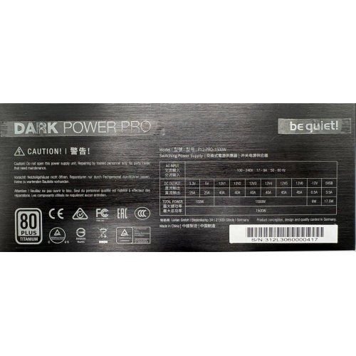 Блок питания Be Quiet! Dark Power Pro 12 1500W (BN312) (Восстановлено продавцом, 902216) купить в Украине | Telemart фото