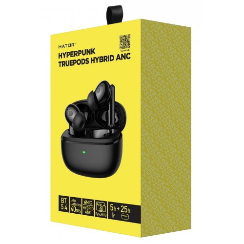 Уцінка навушники HATOR Hyperpunk Truepods Hybrid ANC (HTA431) Black (Розкрита упаковка, 902438) купити в Україні | Telemart фото