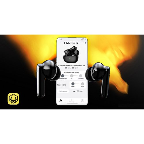 Уцінка навушники HATOR Hyperpunk Truepods Hybrid ANC (HTA431) Black (Розкрита упаковка, 902438) купити в Україні | Telemart фото