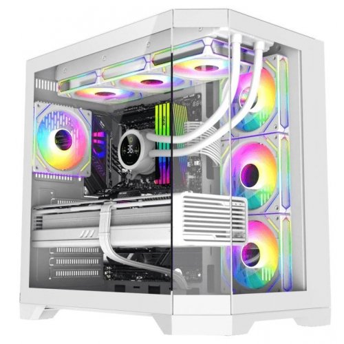 Корпус GAMEMAX HYPE-A Tempered Glass без БЖ White (Відновлено продавцем, 902468) купити в Україні | Telemart фото