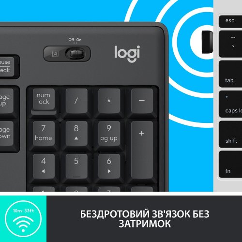 Уценка комплект Logitech MK295 Silent Wireless Combo (920-009800) Graphite (Повреждена упаковка, 903305) купить в Украине | Telemart фото
