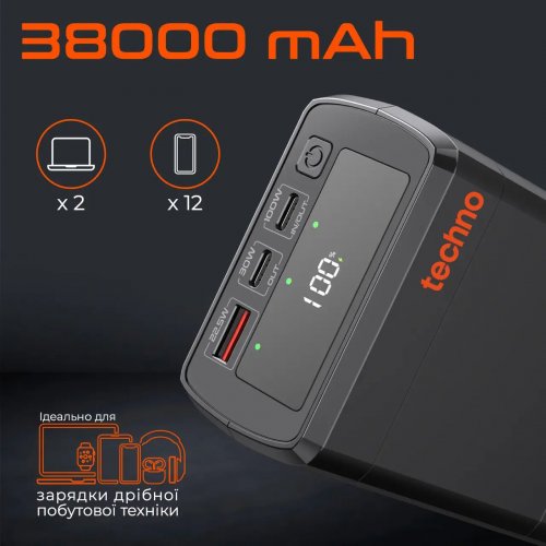 Powerbank Techno PDC130 38000mAh 130W Black купити в Україні | Telemart фото