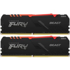 Озу Kingston DDR4 16GB (2x8GB) 3200Mhz FURY Beast RGB Black (KF432C16BBAK2/16) (Восстановлено продавцом, 903354)
