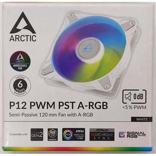 Кулер для корпусу Arctic P12 PWM PST A-RGB 0dB (ACFAN00254A) White (Відновлено продавцем, 903373) купити в Україні | Telemart фото
