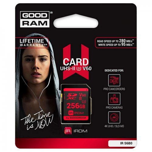 Карта пам'яті GoodRAM SDXC IRDM 256GB UHS II V60 U3 (IR-S6B0-2560R11) купити в Україні | Telemart фото