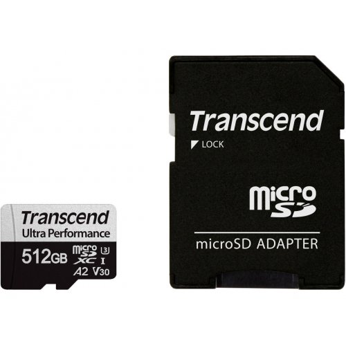 Карта пам'яті Transcend microSDXC Ultra Performance 340S 512GB UHS-I U3 V30 A2 (з адаптером) (TS512GUSD340S) купити в Україні | Telemart фото