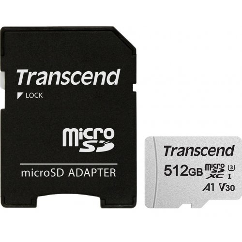 Карта пам'яті Transcend microSDXC 300S 512GB UHS-I U3 V30 A1 (з адаптером) (TS512GUSD300S-A) купити в Україні | Telemart фото