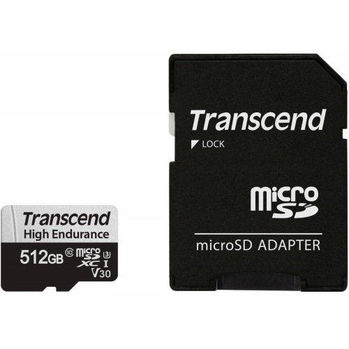 Карта пам'яті Transcend microSDXC High Endurance 512GB Class 10 UHS-I U3 (з адаптером) (TS512GUSD350V) купити в Україні | Telemart фото