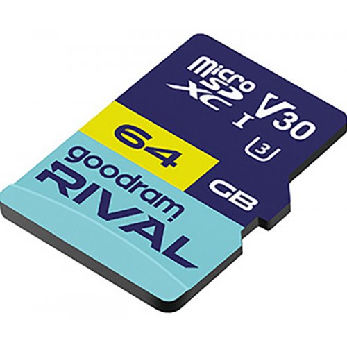 Карта пам'яті GoodRAM microSDXC Rival 64GB UHS-I U3 V30 (з адаптером) (GGSM3AA-0640R12) купити в Україні | Telemart фото
