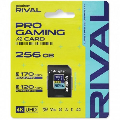 Карта памяти GoodRAM microSDXC Rival 256GB UHS-I U3 V30 A2 (з адаптером) (GGSM2AA-2560R12) купить в Украине | Telemart фото