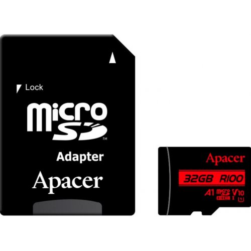 Карта памяти Apacer microSDHC R100 32GB UHS-I U1 V10 A1 (з адаптером) (AP32GMCSH10UB-R) купить в Украине | Telemart фото