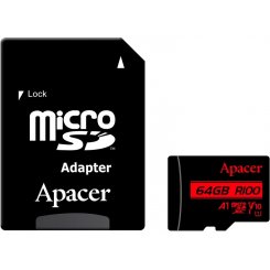 Карта памяти Apacer microSDXC R100 64GB UHS-I U1 V10 A1 (з адаптером) (AP64GMCSX10UB-R)