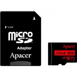 Карта пам'яті Apacer microSDXC R100 256GB UHS-I U1 V10 A1 (з адаптером) (AP256GMCSX10UB-R)
