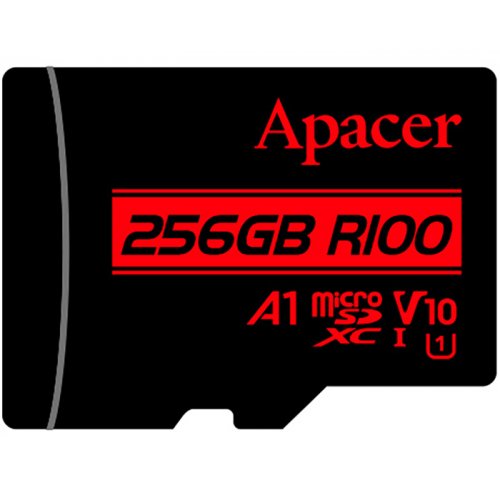 Карта пам'яті Apacer microSDXC R100 256GB UHS-I U1 V10 A1 (з адаптером) (AP256GMCSX10UB-R) купити в Україні | Telemart фото