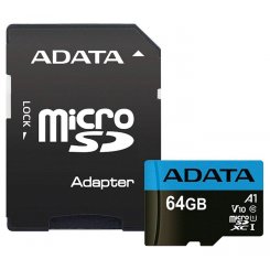 Карта пам'яті ADATA microSDXC Premier 64GB Class 10 UHS-I (з адаптером) (AUSDX64GUICL10A1-RA1)