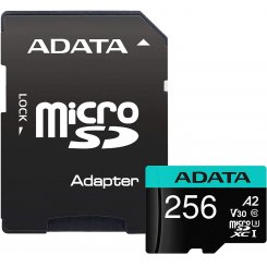 Карта памяти ADATA microSDXC Premier Pro 256GB Class 10 UHS-I U3 V30 A1 (з адаптером) (AUSDX256GUI3V30SA2-RA1)