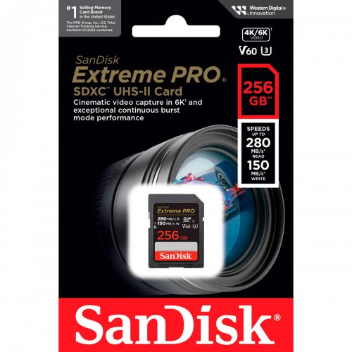 Карта пам'яті SanDisk SDXC Extreme Pro 256GB Class 10 UHS-II V60 U3 (SDSDXEP-256G-GN4IN) купити в Україні | Telemart фото