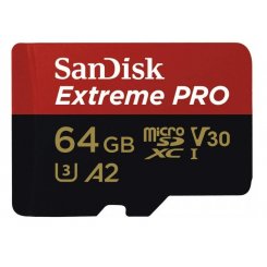 Карта пам'яті SanDisk microSDXC Extreme Pro 64GB Class 10 UHS-I V30 U3 A2 (з адаптером) (SDSQXCU-064G-GN6MA)