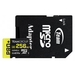 Карта памяти Team microSDXC Pro+ 256GB Class 10 UHS-I U3 V30 A2 (з адаптером) (TPPMSDX256GIA2V3003)