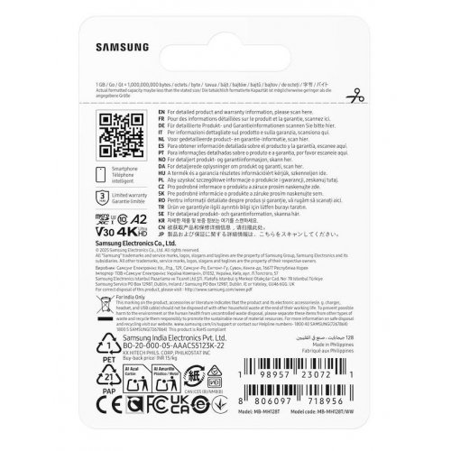 Карта памяти Samsung microSDXC T9 128GB Class 10 UHS-I U3 V30 A2 (MB-MH128T/WW) купить в Украине | Telemart фото