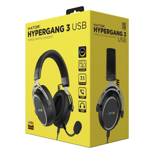 Уценка наушники HATOR Hypergang 3 USB (ESH50) Black (Вскрытая упаковка, 903991) купить в Украине | Telemart фото