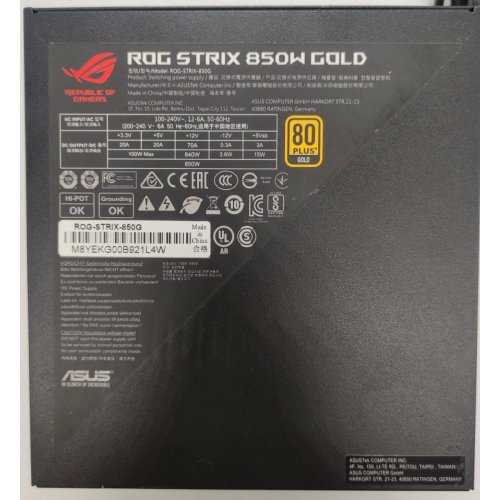 Блок живлення Asus ROG Strix 850W (90YE00A3-B0NA00) (Відновлено продавцем, 904188) купити в Україні | Telemart фото