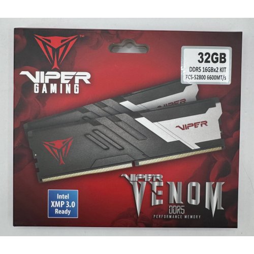 Озу Patriot DDR5 32GB (2x16GB) 6600Mhz Viper Venom (PVV532G660C34K) (Восстановлено продавцом, 904550) купить в Украине | Telemart фото