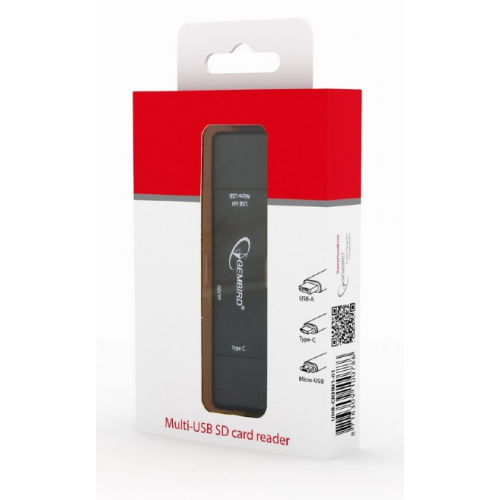 Купити Кардрідер Gembird Type-C USB 3.1 microUSB microSD/HC/XC (UHB-CR3IN1-01) - ціна в Києві, Львові, Вінниці, Хмельницькому, Франківську, Україні | інтернет-магазин TELEMART.UA фото