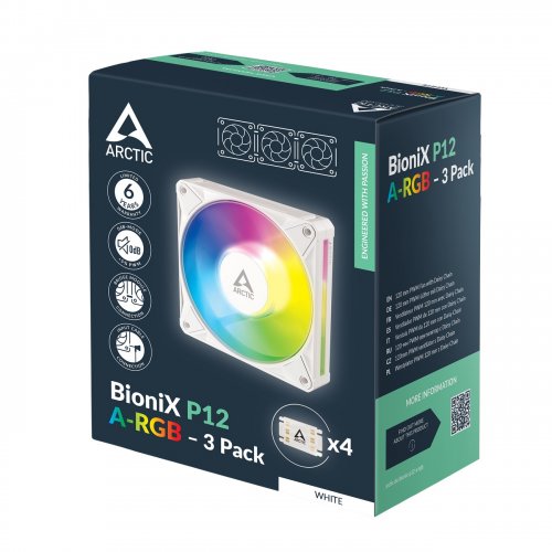 Набір кулерів для корпусу Arctic BioniX P12 A-RGB (3-Fan Pack) (ACFAN00338A) White купити в Україні | Telemart фото