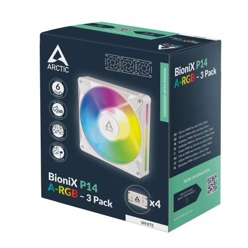 Набір кулерів для корпусу Arctic BioniX P14 A-RGB (3-Fan Pack) (ACFAN00342A) White купити в Україні | Telemart фото