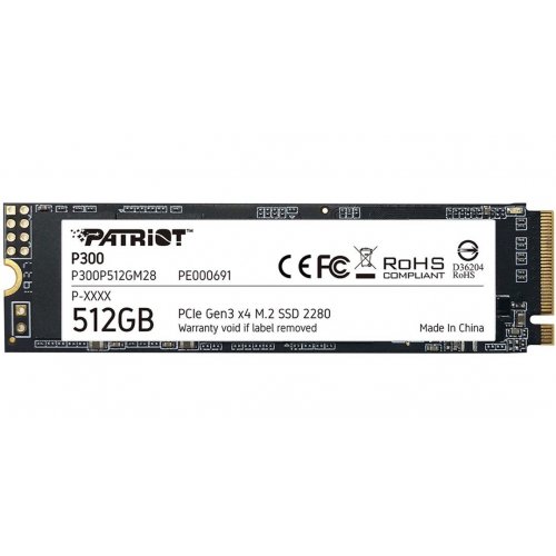 Уцінка ssd-диск Patriot P300 512GB M.2 (2280 PCI-E) NVMe x4 (P300P512GM28) (Розкрита упаковка, 904932) купити в Україні | Telemart фото