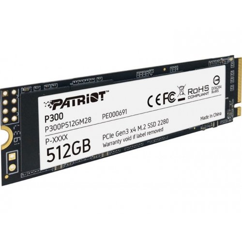 Уцінка ssd-диск Patriot P300 512GB M.2 (2280 PCI-E) NVMe x4 (P300P512GM28) (Розкрита упаковка, 904932) купити в Україні | Telemart фото