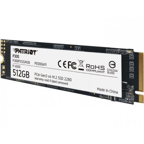 Уцінка ssd-диск Patriot P300 512GB M.2 (2280 PCI-E) NVMe x4 (P300P512GM28) (Розкрита упаковка, 904932) купити в Україні | Telemart фото