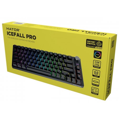 Уценка клавиатура HATOR Icefall Pro Aurum Orange Linear Rev.2.0 Wireless (HTK450UA) Black (Вскрытая упаковка, 905120) купить в Украине | Telemart фото
