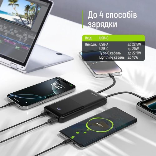 Powerbank ColorWay DigiPower 10000mAh 22.5W (CW-PB100LP01BK) Black купити в Україні | Telemart фото