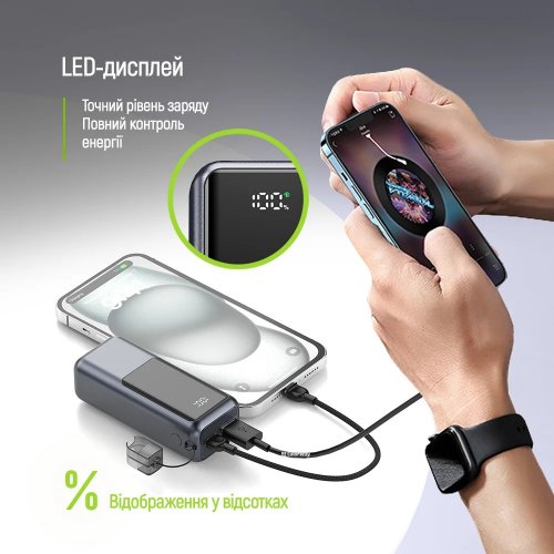 Powerbank ColorWay Urban 10000mAh 22.5W (CW-PB100LP03GR) Gray купити в Україні | Telemart фото