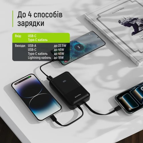 Powerbank ColorWay DigiPower 20000mAh 45W (CW-PB200LP04BK) Black купити в Україні | Telemart фото