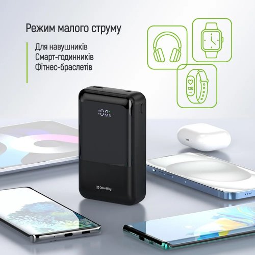 Powerbank ColorWay DigiPower 20000mAh 45W (CW-PB200LP04BK) Black купити в Україні | Telemart фото