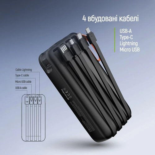 Powerbank ColorWay PowerHub 20000mAh 22.5W (CW-PB200LP07BK) Black купити в Україні | Telemart фото