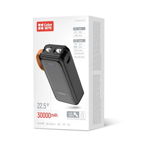 Powerbank ColorWay PowerHub 30000mAh 22.5W (CW-PB300LP07BK) Black купити в Україні | Telemart фото