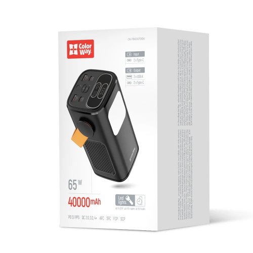 Powerbank ColorWay NightWork 40000mAh 65W (CW-PB400LP06BK) Black купити в Україні | Telemart фото