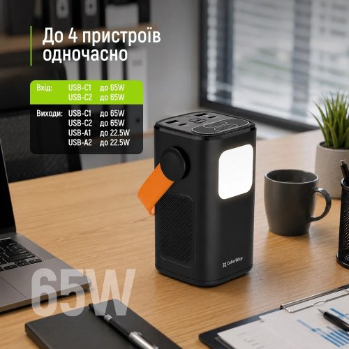 Powerbank ColorWay NightWork 40000mAh 65W (CW-PB400LP06BK) Black купити в Україні | Telemart фото