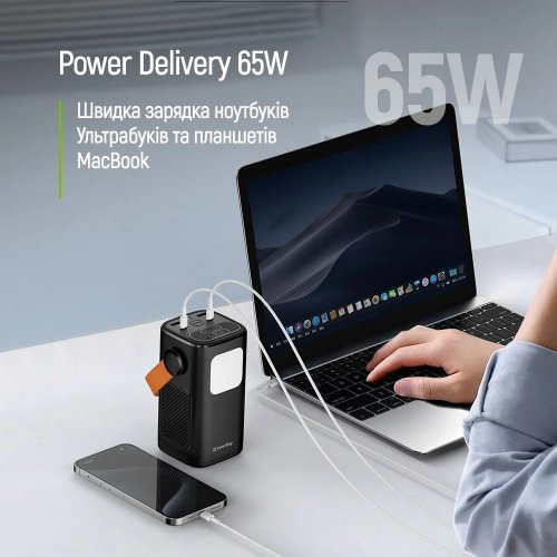 Powerbank ColorWay NightWork 40000mAh 65W (CW-PB400LP06BK) Black купити в Україні | Telemart фото