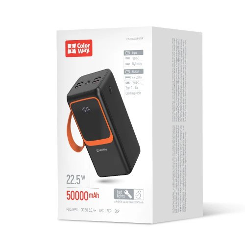 Powerbank ColorWay PowerView 50000mAh 22.5W (CW-PB500LP02BK) Black купити в Україні | Telemart фото