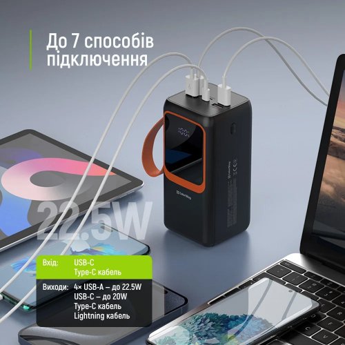 Powerbank ColorWay PowerView 50000mAh 22.5W (CW-PB500LP02BK) Black купити в Україні | Telemart фото