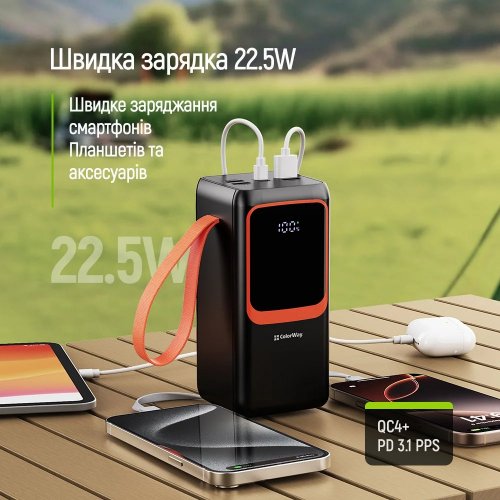 Powerbank ColorWay PowerView 50000mAh 22.5W (CW-PB500LP02BK) Black купити в Україні | Telemart фото