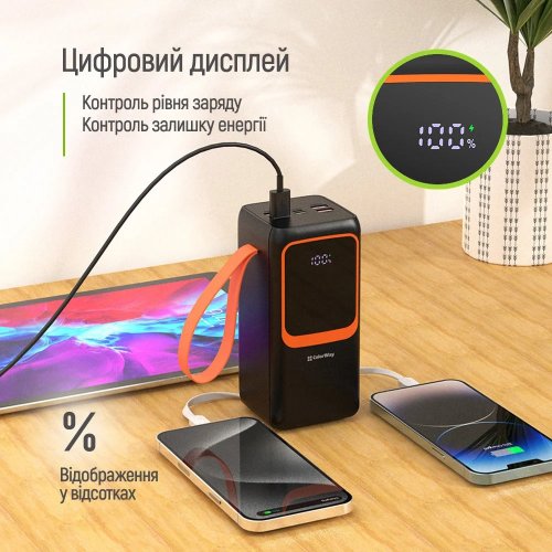 Powerbank ColorWay PowerView 50000mAh 22.5W (CW-PB500LP02BK) Black купити в Україні | Telemart фото