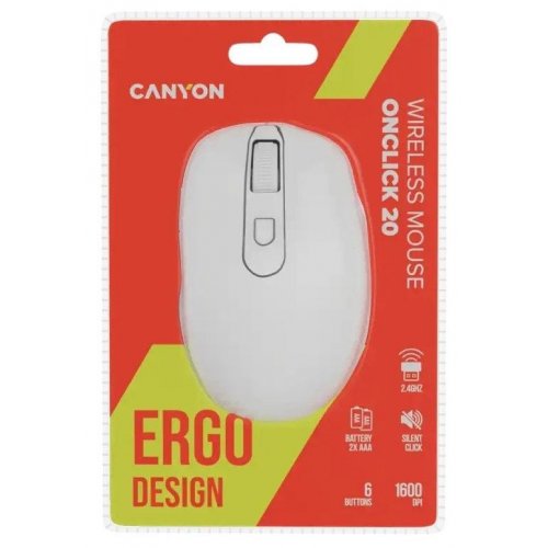 Мышка Canyon OnClick 20 Wireless (CNE-CMSW20W) White купить в Украине | Telemart фото