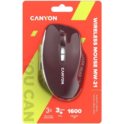 Мышка Canyon MW-21 Wireless (CNS-CMSW21BR) Burgundy Red купить в Украине | Telemart фото