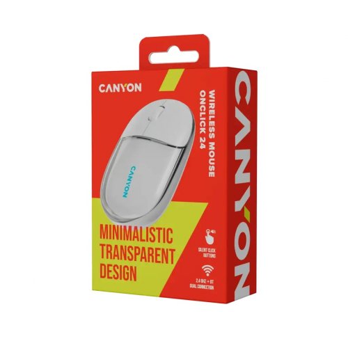 Мышка Canyon OnClick 24 Wireless (CNS-CMSW24W) Transparent White купить в Украине | Telemart фото